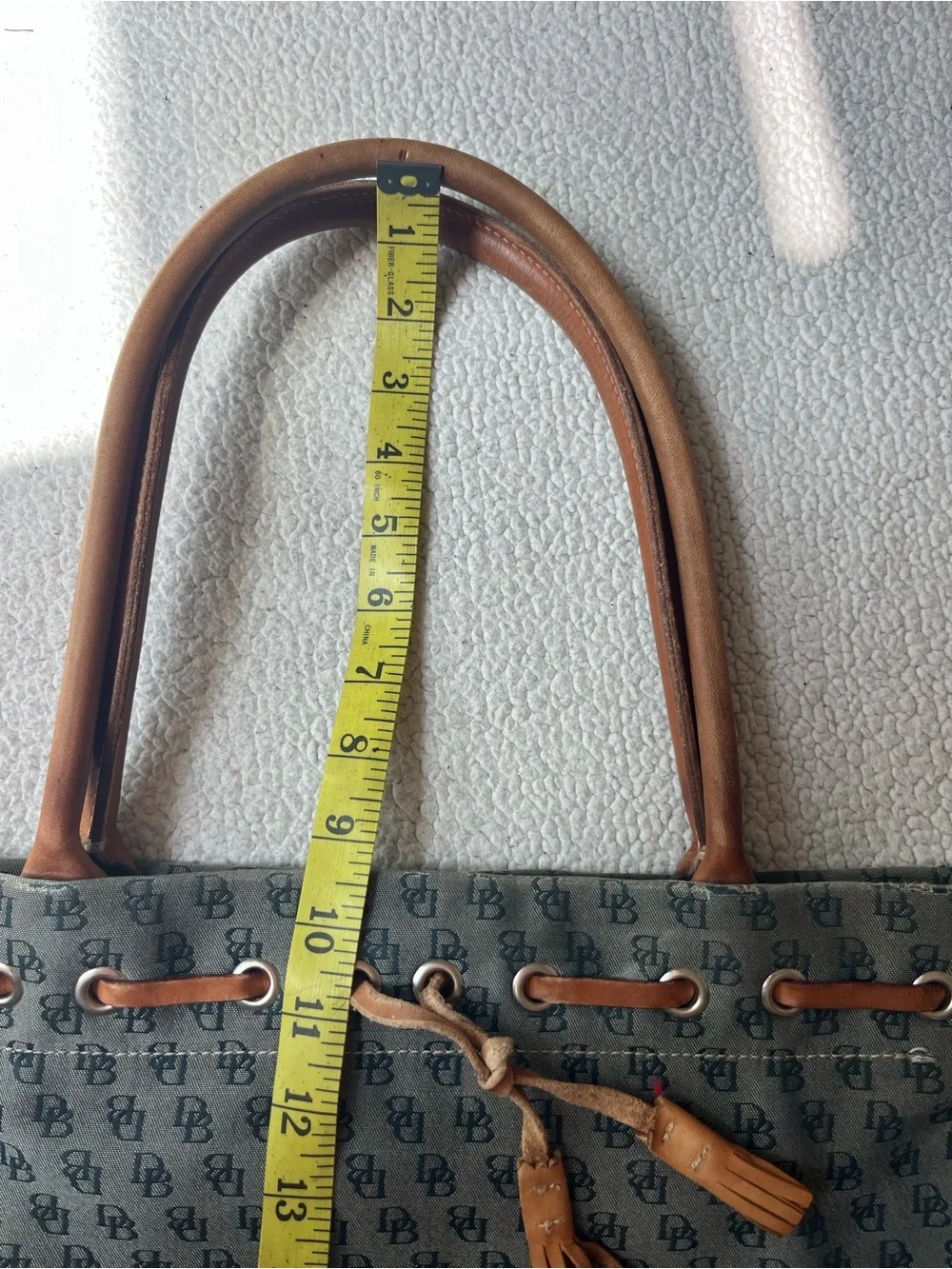 DOONEY & BOURKE BLUE GREY MONOGRAMMED SHOULDER TOTE LEATHER
